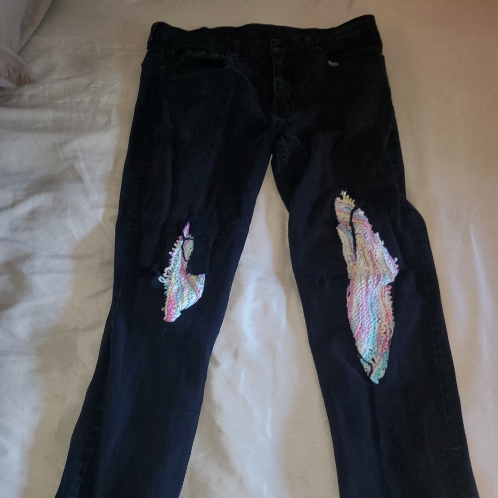 Levi 511 Jeans Size 36x30 Custom Knitted Knees